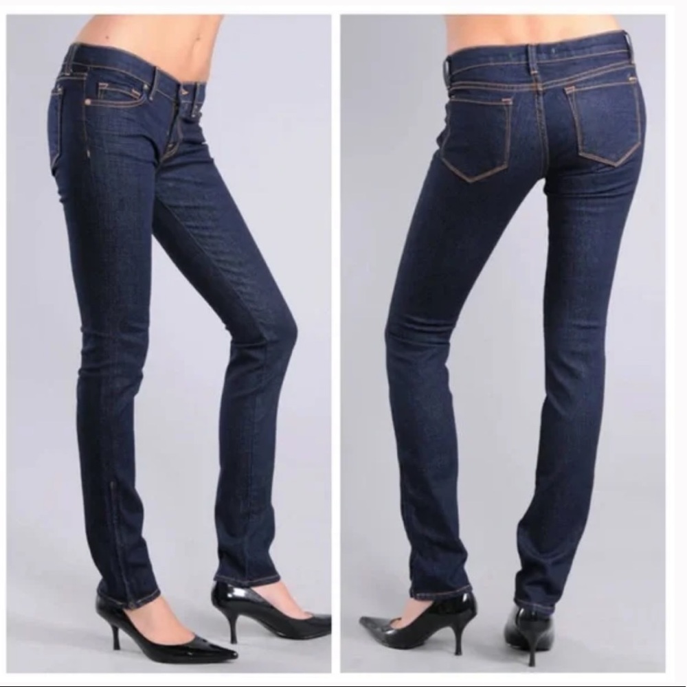 J BRAND Ink pencil leg skinny low rise jeans with orange threading Y2K